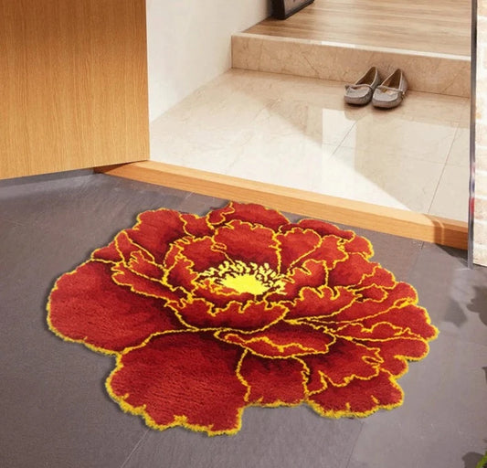 Peony Flower Rug by DOMYRUGS