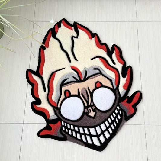 Blue Wavy Abstract Art Rug DOMYRUGS