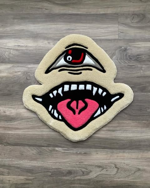 Blue Wavy Abstract Art Rug DOMYRUGS