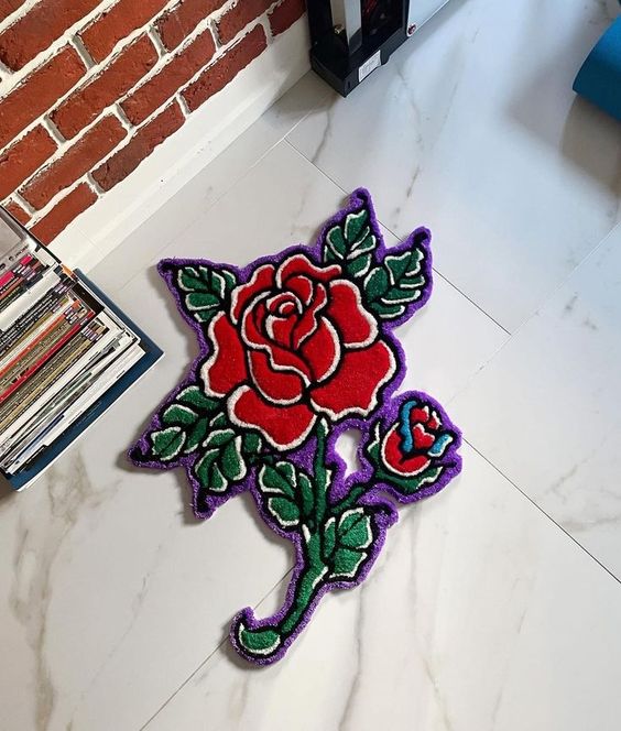 Tapis Rose & Tatouage by DOMYRUGS