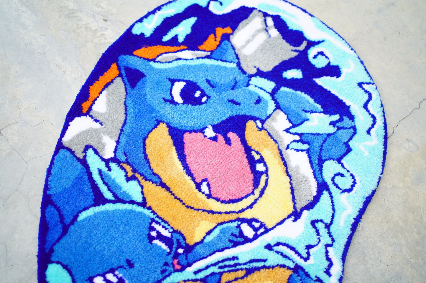 Blue Wavy Abstract Art Rug DOMYRUGS