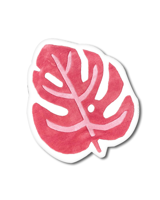 Pink Monstera Leaf Rug by DOMYRUGS