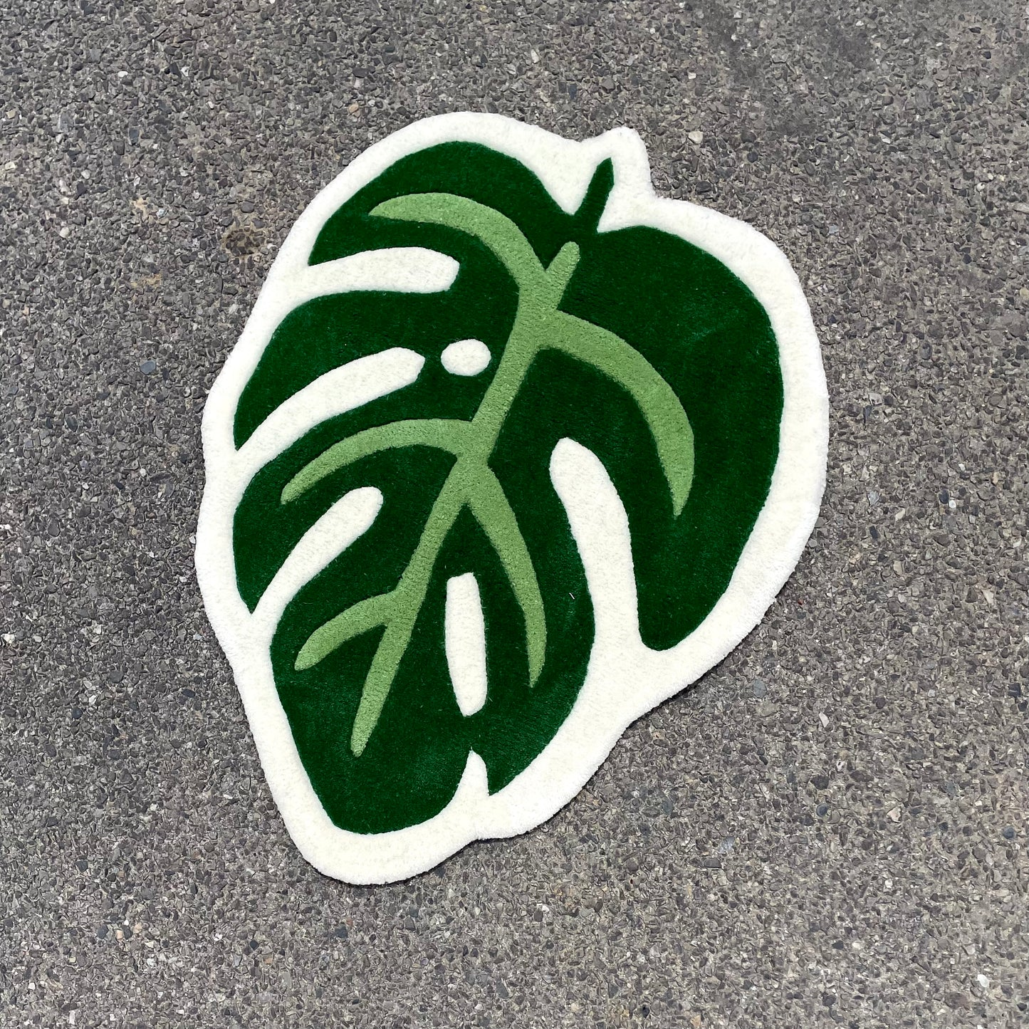 Green Monstera Leaf Rug by DOMYRUGS