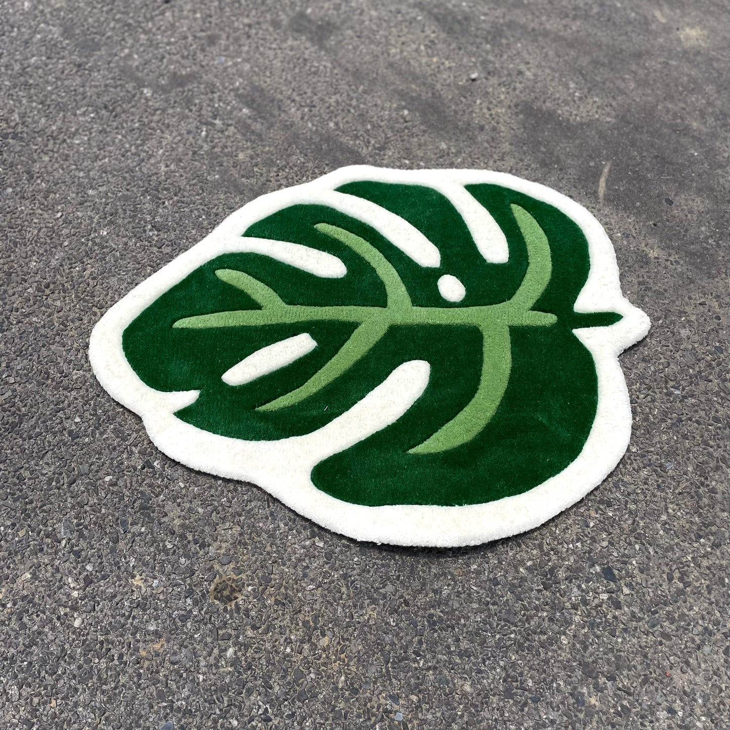 Green Monstera Leaf Rug by DOMYRUGS