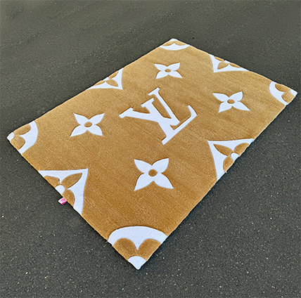 Louis V Beige and White Rug by DOMYRUGS