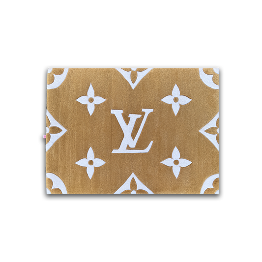 Louis V Beige and White Rug by DOMYRUGS
