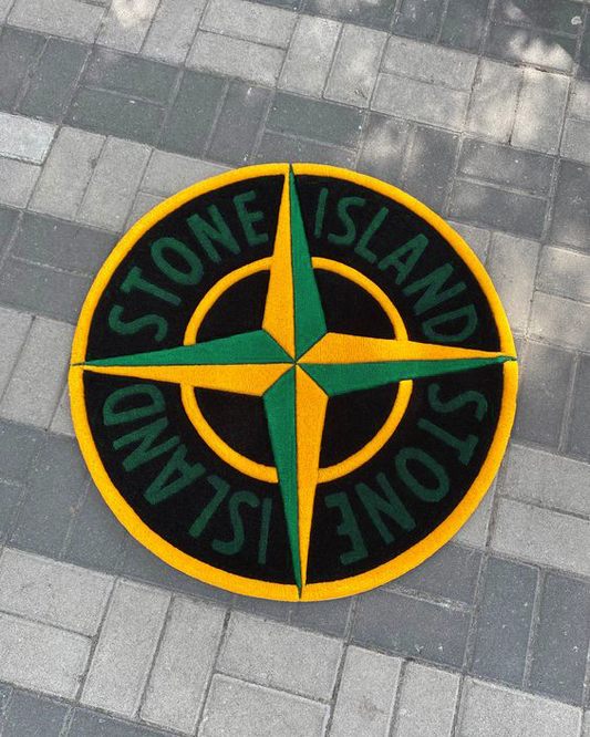 Stone Island Green and Yellow Rug by DOMYRUGS