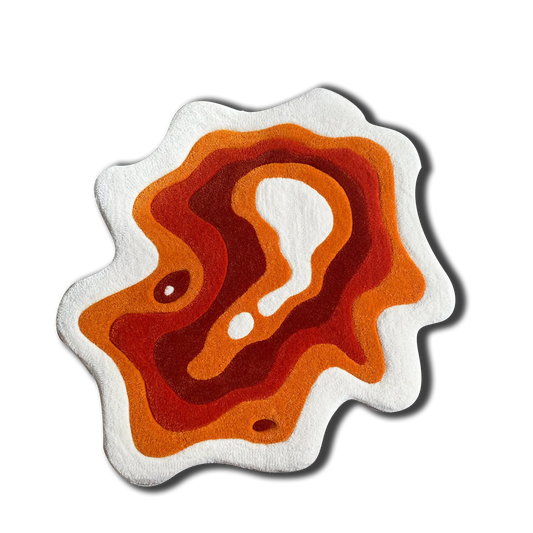 Brown Wavy Abstract Art Rug DOMYRUGS