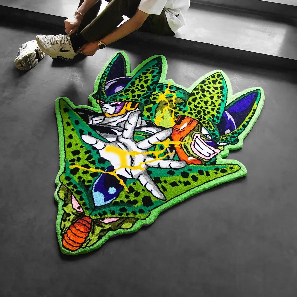 Blue Wavy Abstract Art Rug DOMYRUGS