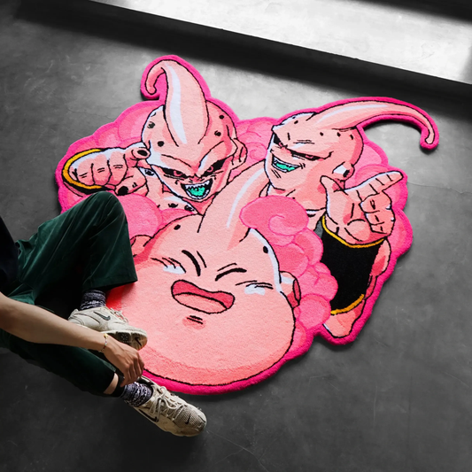 Blue Wavy Abstract Art Rug DOMYRUGS