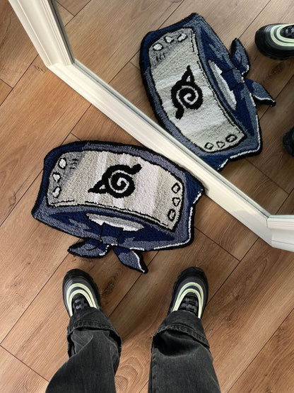 Blue Wavy Abstract Art Rug DOMYRUGS