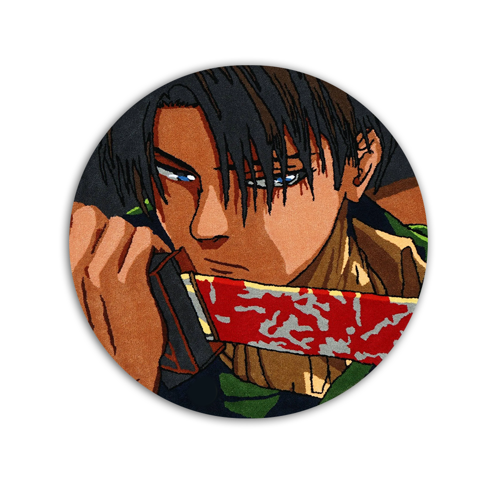 Blue Wavy Abstract Art Rug DOMYRUGS