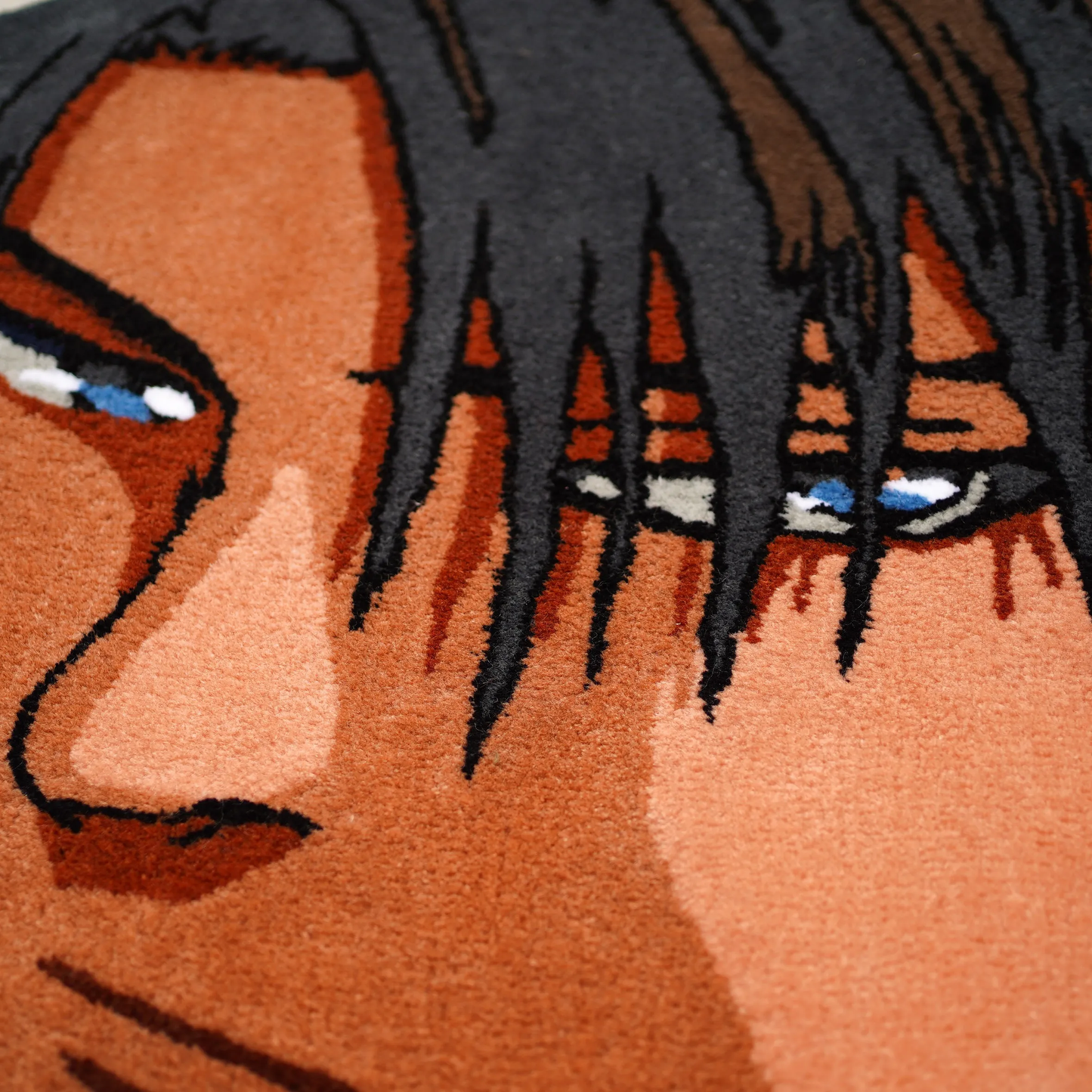 Blue Wavy Abstract Art Rug DOMYRUGS