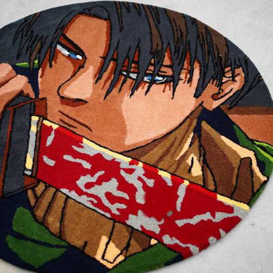 Blue Wavy Abstract Art Rug DOMYRUGS