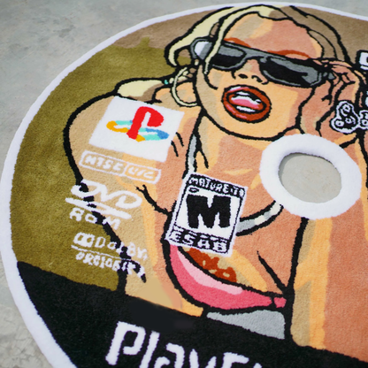 Blue Wavy Abstract Art Rug DOMYRUGS