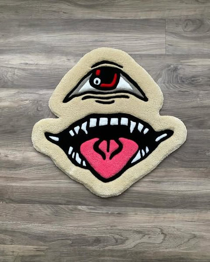 Blue Wavy Abstract Art Rug DOMYRUGS