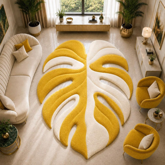 Tapis Feuille Monstera Jaune by DOMYRUGS