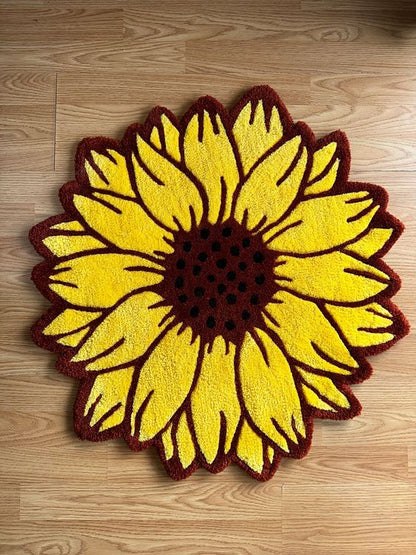 Tapis Fleur de Tournesol Jaune by DOMYRUGS