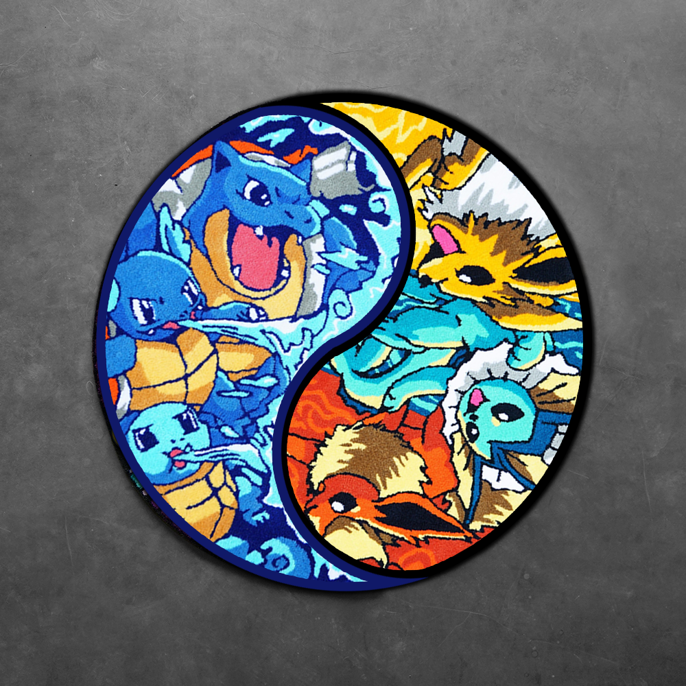 Blue Wavy Abstract Art Rug DOMYRUGS