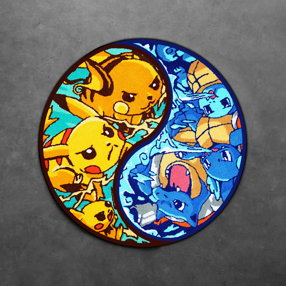 Blue Wavy Abstract Art Rug DOMYRUGS