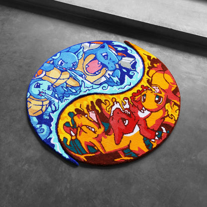 Blue Wavy Abstract Art Rug DOMYRUGS